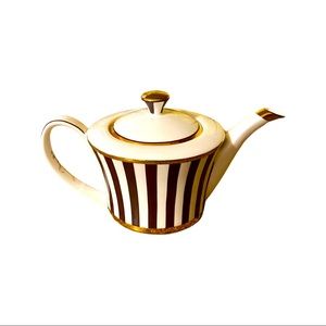 Henri Bendel RARE teapot brown and white signature stripe